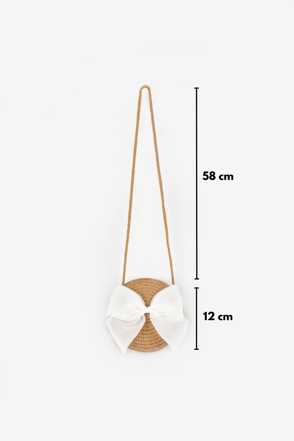 Kahverengi Beyaz Fiyonklu Kız Çocuk Hasır Çanta