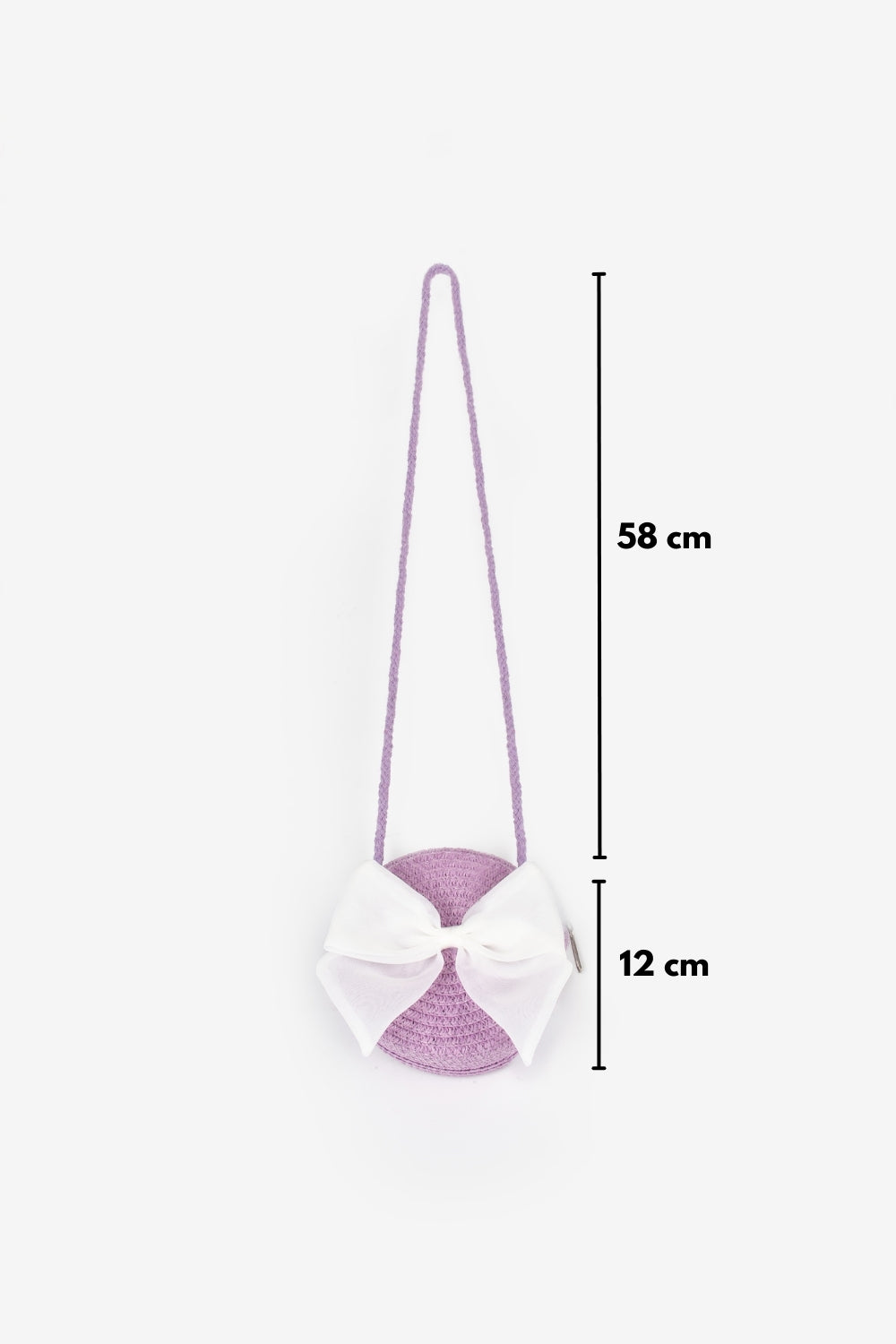 Lila Beyaz Fiyonklu Kız Çocuk Hasır Çanta