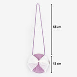 Lila Beyaz Fiyonklu Kız Çocuk Hasır Çanta