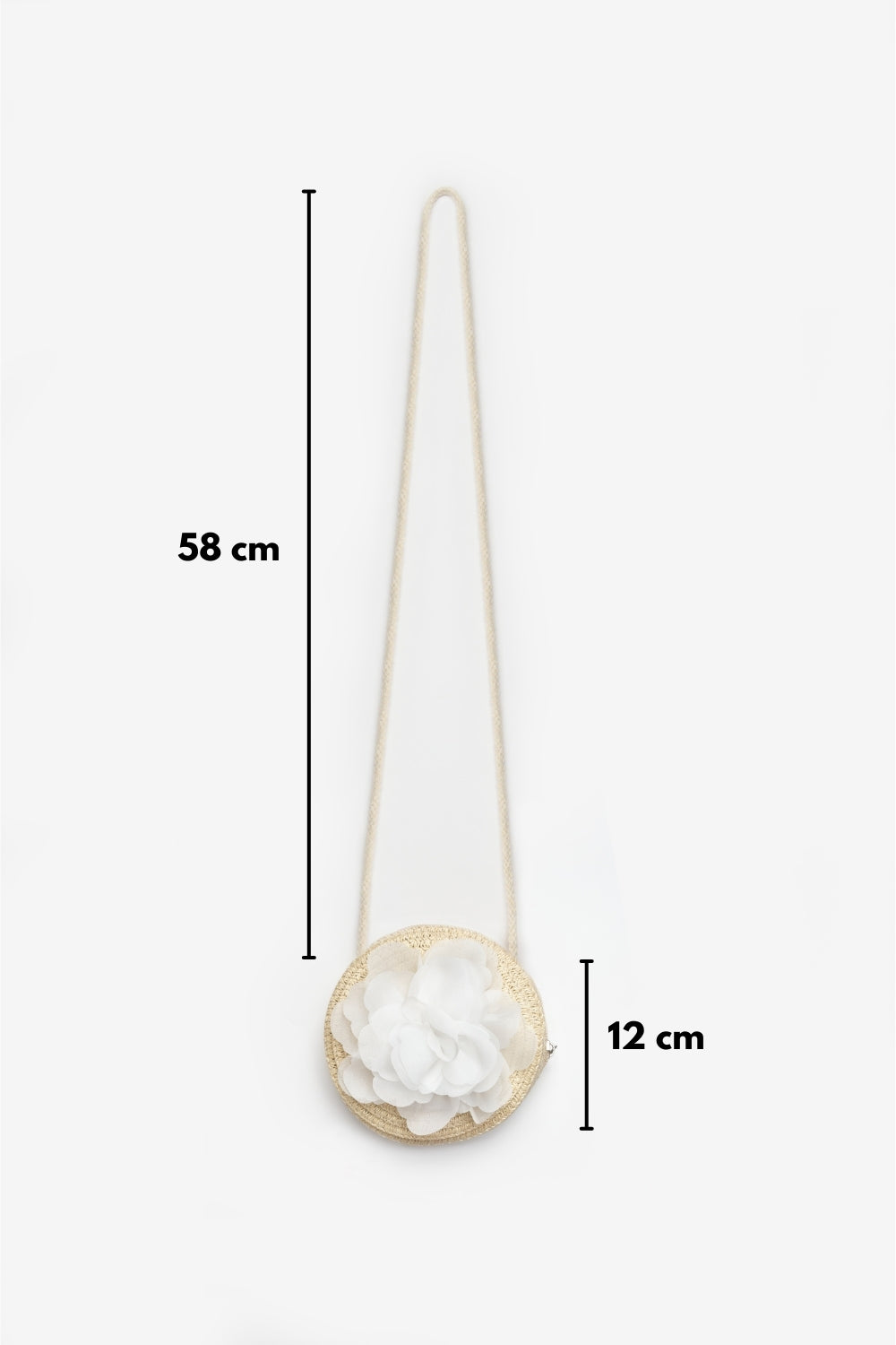 Beyaz  Gül Detaylı Kız Çocuk Hasır Çanta