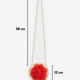 Kırmızı  Gül Detaylı Kız Çocuk Hasır Çanta