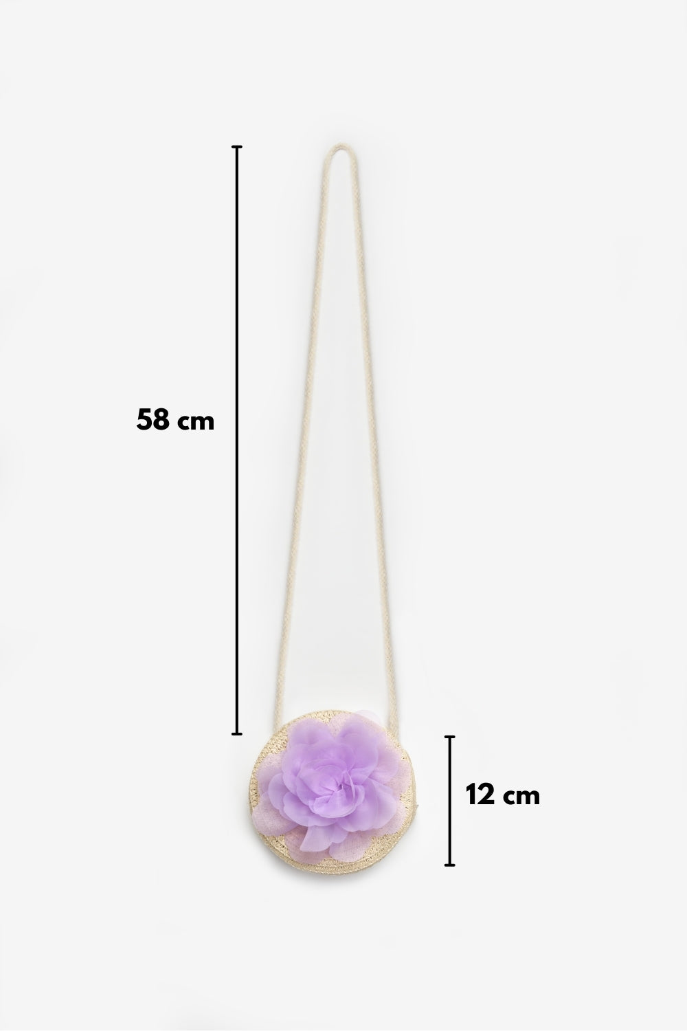 Lila  Gül Detaylı Kız Çocuk Hasır Çanta