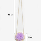 Lila  Gül Detaylı Kız Çocuk Hasır Çanta