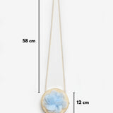 Mavi  Gül Detaylı Kız Çocuk Hasır Çanta