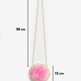 Pembe  Gül Detaylı Kız Çocuk Hasır Çanta