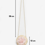 Pudra  Gül Detaylı Kız Çocuk Hasır Çanta