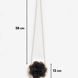 Siyah  Gül Detaylı Kız Çocuk Hasır Çanta