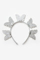 Gümüş  5'li Kelebek Figürlü Kız Çocuk Taç