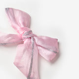 Pembe  Simli Çizgili Organze Kız Çocuk Klips Toka