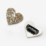 Altın Simli Kalp Figürlü 2'li Saçsız Bebek Tokası