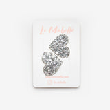 Gümüş Simli Kalp Figürlü 2'li Saçsız Bebek Tokası