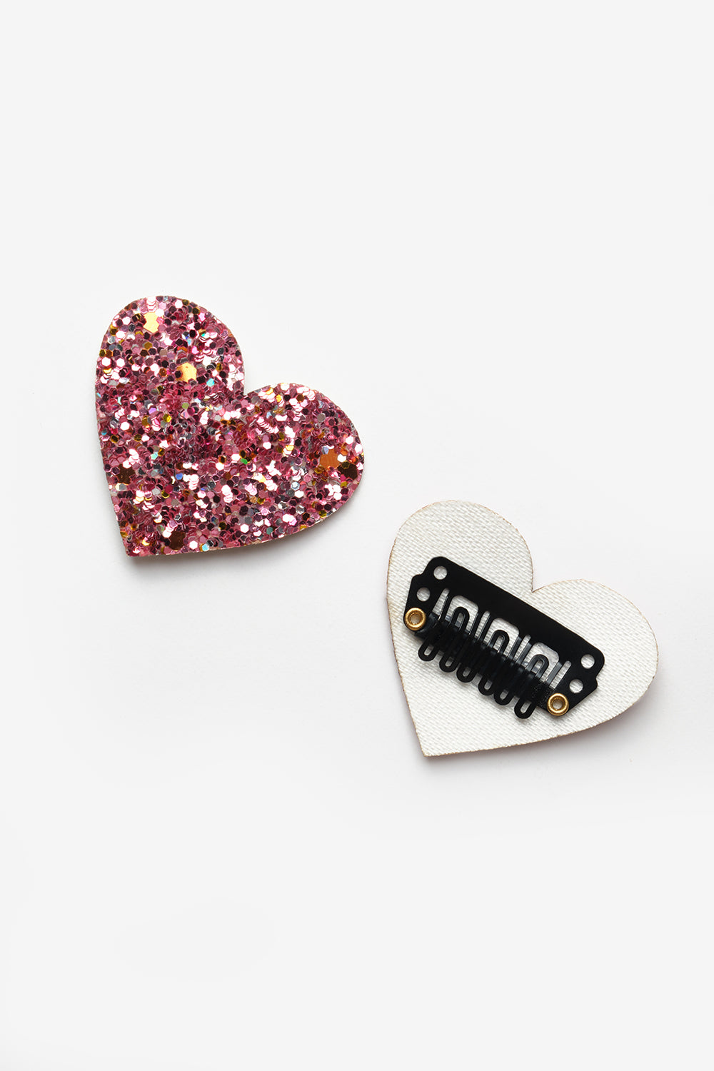 Pembe Simli Kalp Figürlü 2'li Saçsız Bebek Tokası