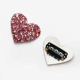 Pembe Simli Kalp Figürlü 2'li Saçsız Bebek Tokası