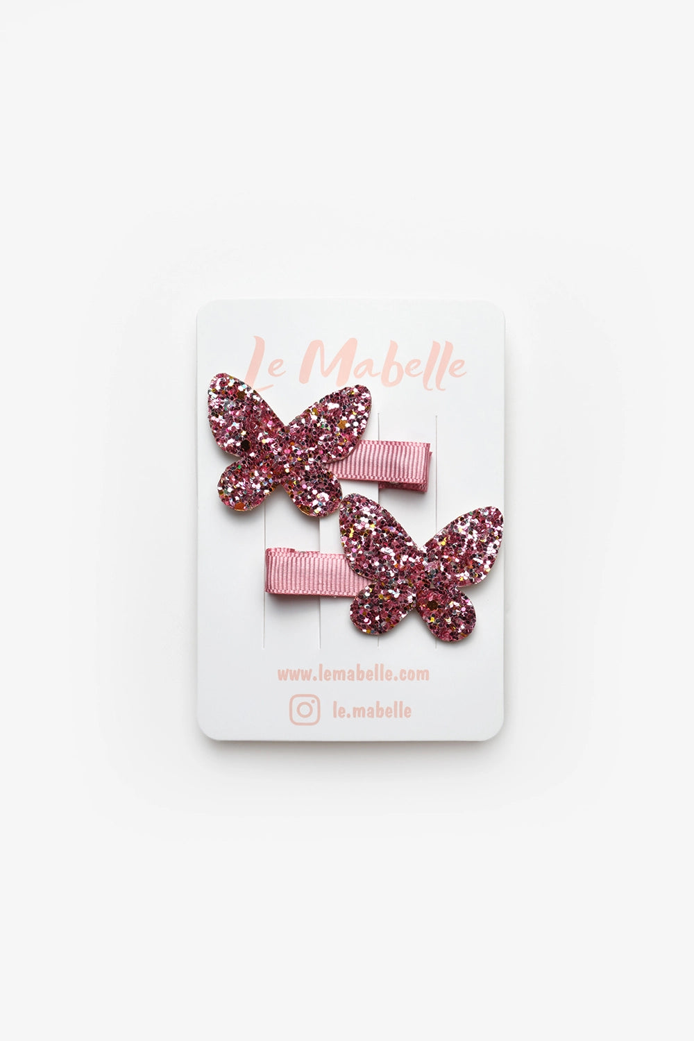 Pembe  Simli Kelebek Figürlü 2'li Kız Çocuk Klips Toka