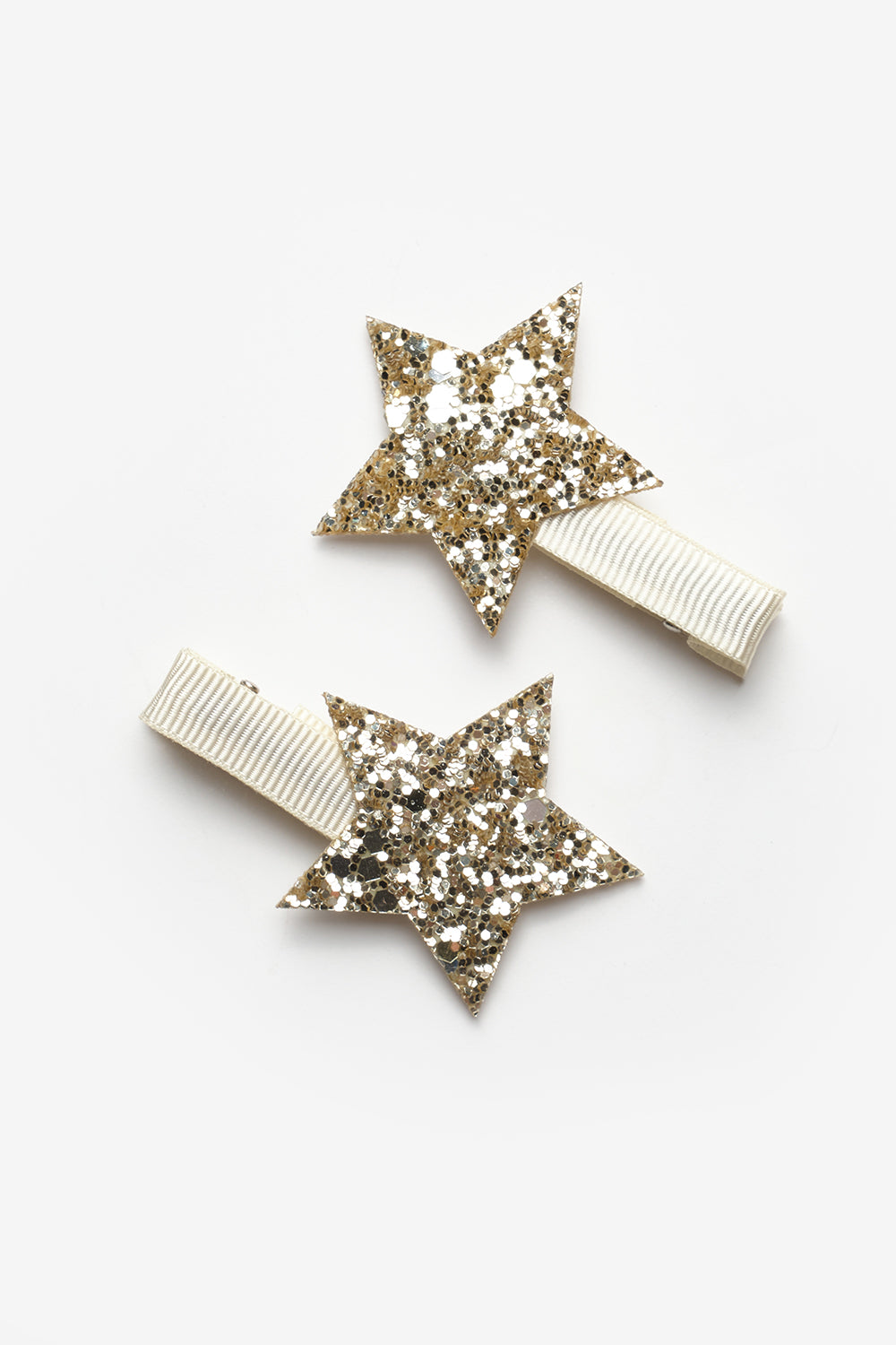 Altın Simli Yıldız Figürlü 2'li Kız Çocuk Klips Toka