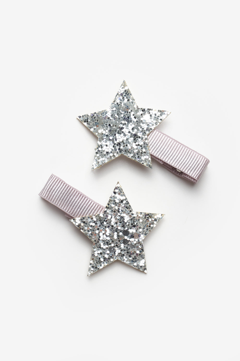 Gümüş Simli Yıldız Figürlü 2'li Kız Çocuk Klips Toka