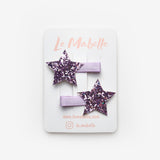 Lila Simli Yıldız Figürlü 2'li Kız Çocuk Klips Toka