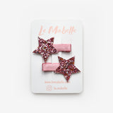 Pembe Simli Yıldız Figürlü 2'li Kız Çocuk Klips Toka