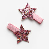 Pembe Simli Yıldız Figürlü 2'li Kız Çocuk Klips Toka