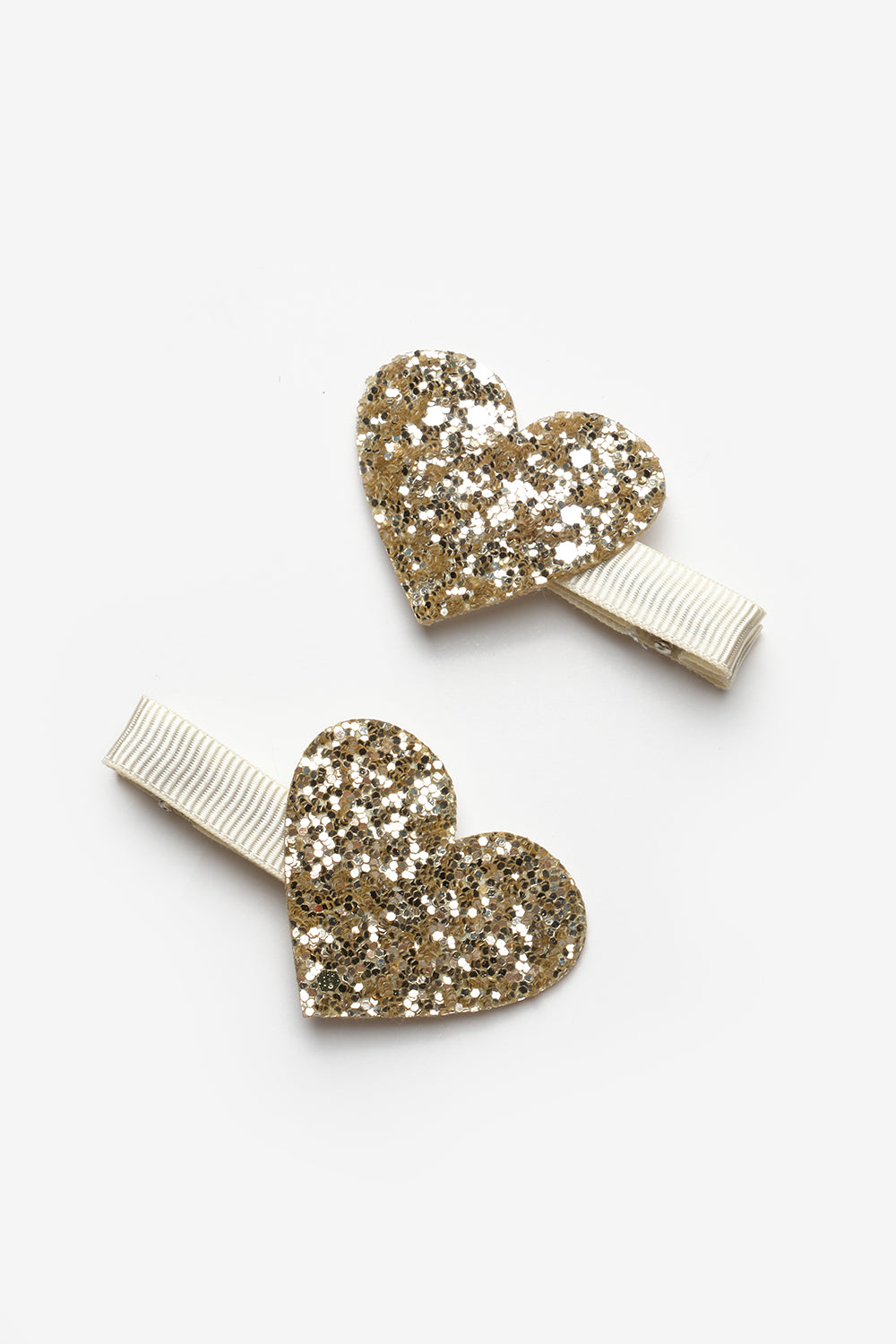 Altın Simli Kalp Figürlü 2'li Kız Çocuk Klips Toka