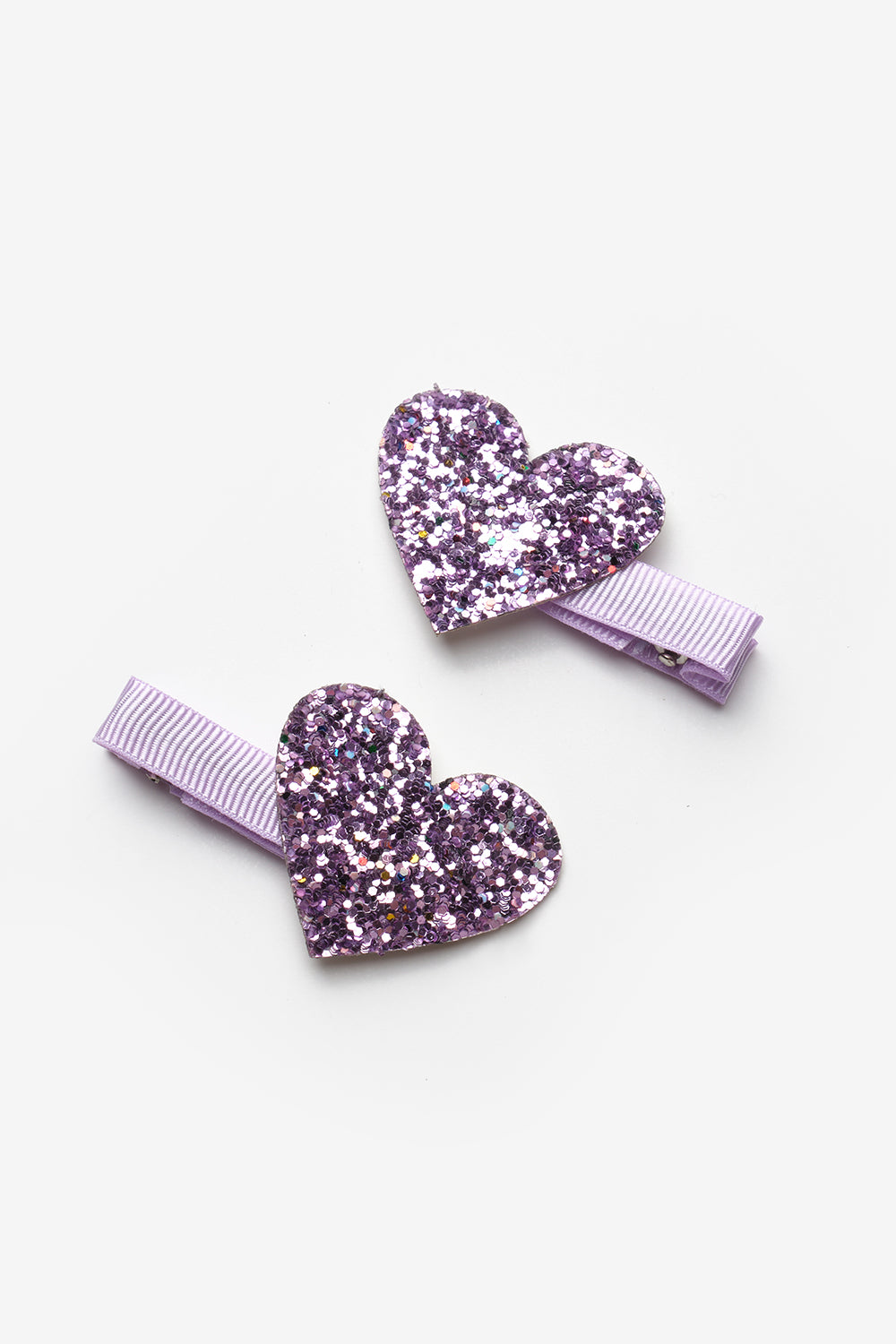 Lila Simli Kalp Figürlü 2'li Kız Çocuk Klips Toka