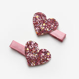 Pembe Simli Kalp Figürlü 2'li Kız Çocuk Klips Toka