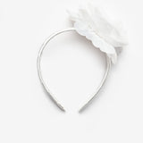 Beyaz  Gül Detaylı Kız Çocuk Taç