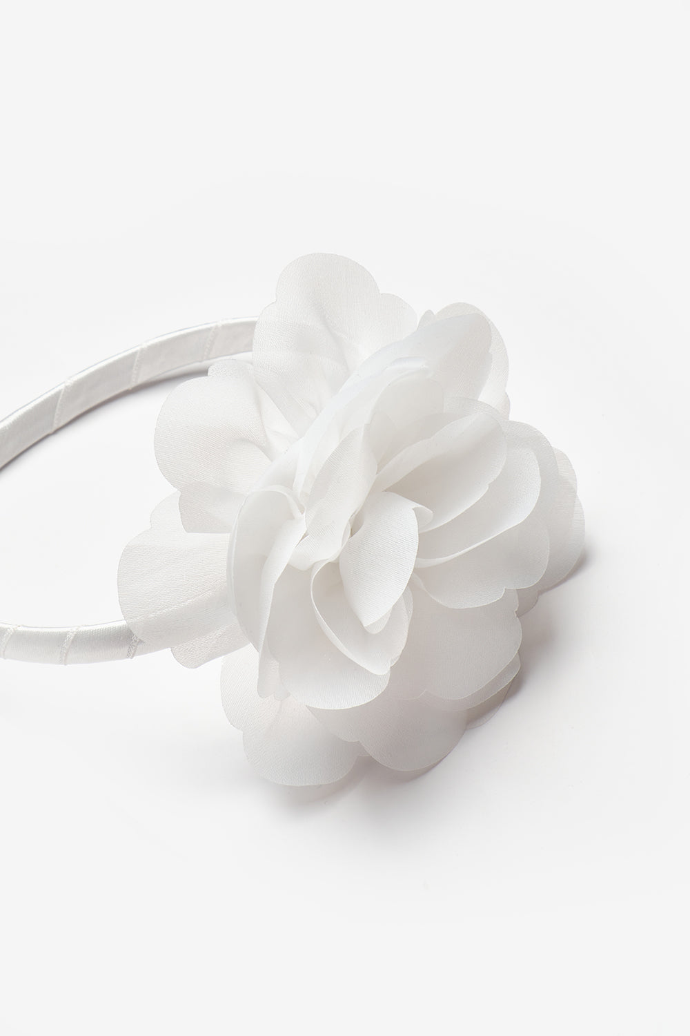 Beyaz  Gül Detaylı Kız Çocuk Taç