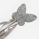 Gümüş  Kelebek Figürlü Püsküllü Parti Asası