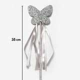 Gümüş  Kelebek Figürlü Püsküllü Parti Asası