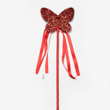 Kırmızı  Kelebek Figürlü Püsküllü Parti Asası