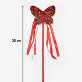Kırmızı  Kelebek Figürlü Püsküllü Parti Asası