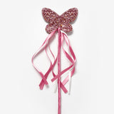 Pembe  Kelebek Figürlü Püsküllü Parti Asası