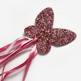 Pembe  Kelebek Figürlü Püsküllü Parti Asası