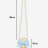 Mavi  Fiyonklu Kız Çocuk Bej Hasır Çanta