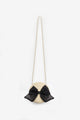 Black Bow Girl's Beige Straw Bag 