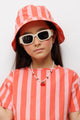 Kırmızı Çizgi Desenli Çocuk Bucket Şapka