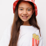 Kırmızı Çizgi Desenli Çocuk Bucket Şapka