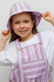 Lila Çizgi Desenli Çocuk Bucket Şapka