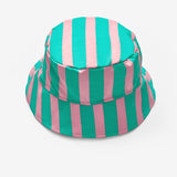 Mint Çizgi Desenli Çocuk Bucket Şapka