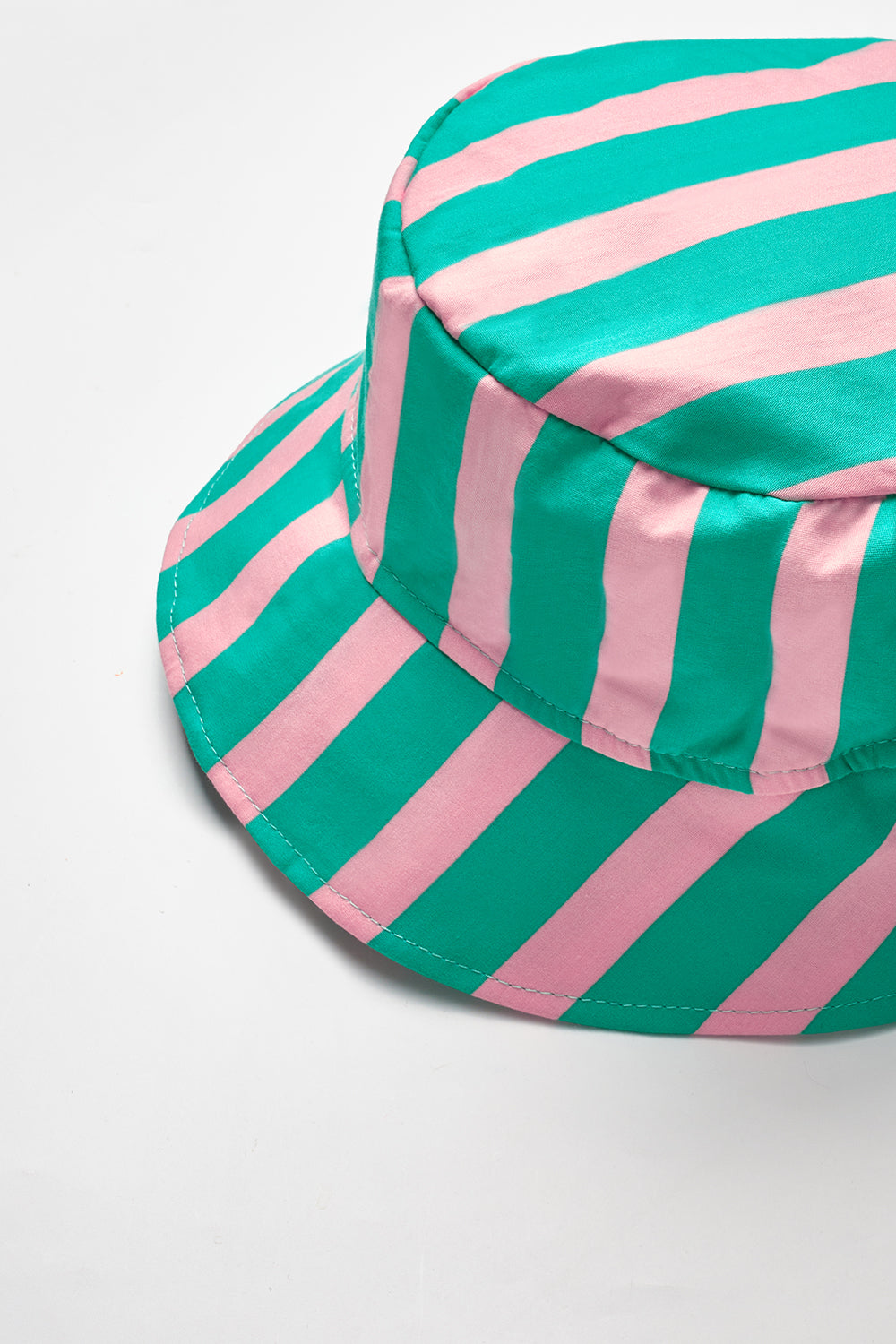 Mint Çizgi Desenli Çocuk Bucket Şapka