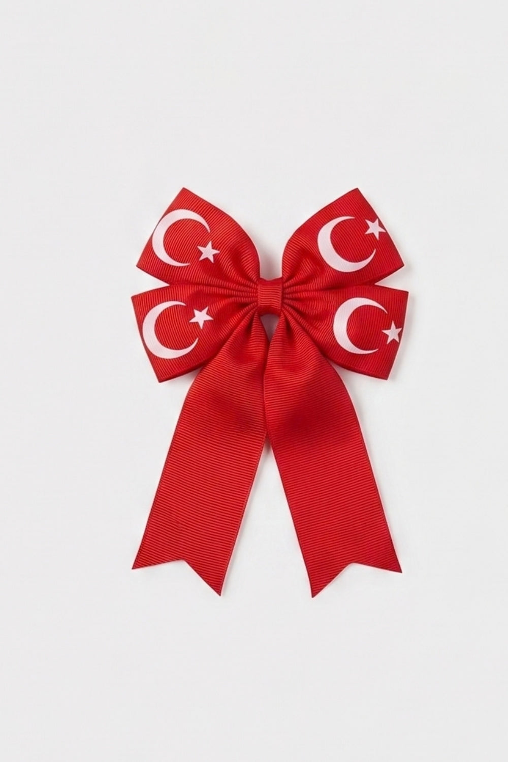 Kırmızı  Kuyruklu Ay Yıldız Desenli Kız Çocuk Toka