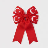 Kırmızı  Kuyruklu Ay Yıldız Desenli Kız Çocuk Toka