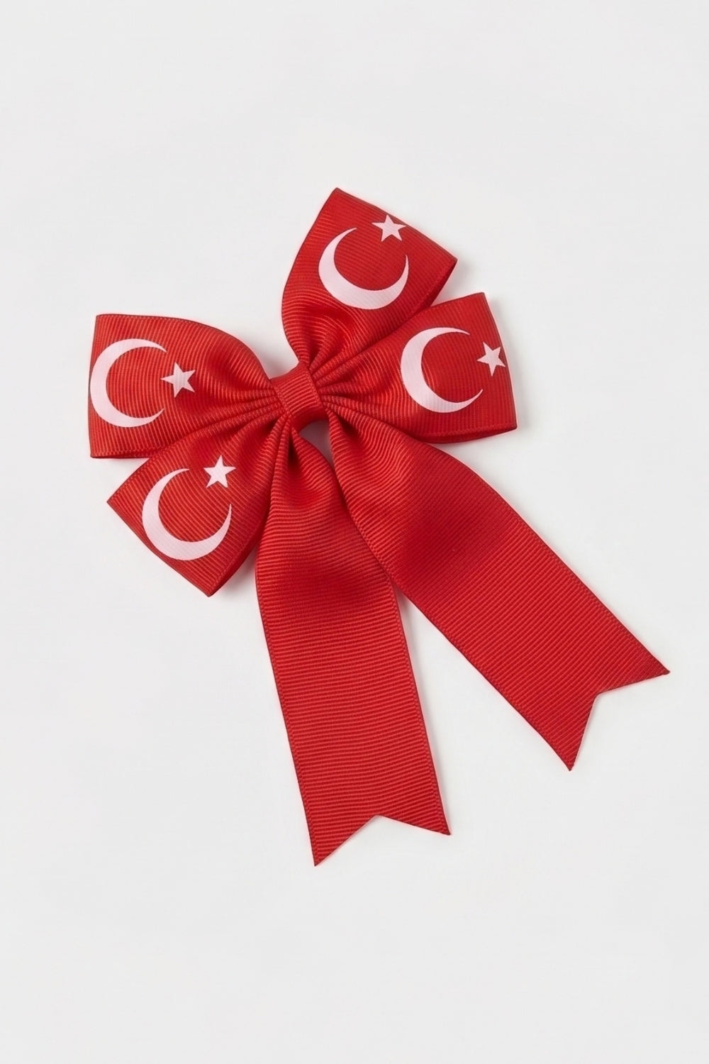 Kırmızı  Kuyruklu Ay Yıldız Desenli Kız Çocuk Toka