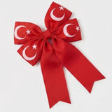 Kırmızı  Kuyruklu Ay Yıldız Desenli Kız Çocuk Toka
