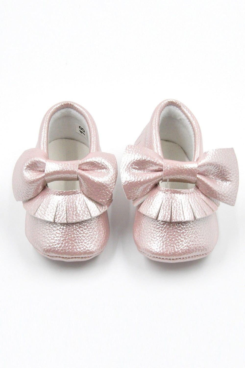 Pembe  Fiyonk Püsküllü Bebek Ayakkabı