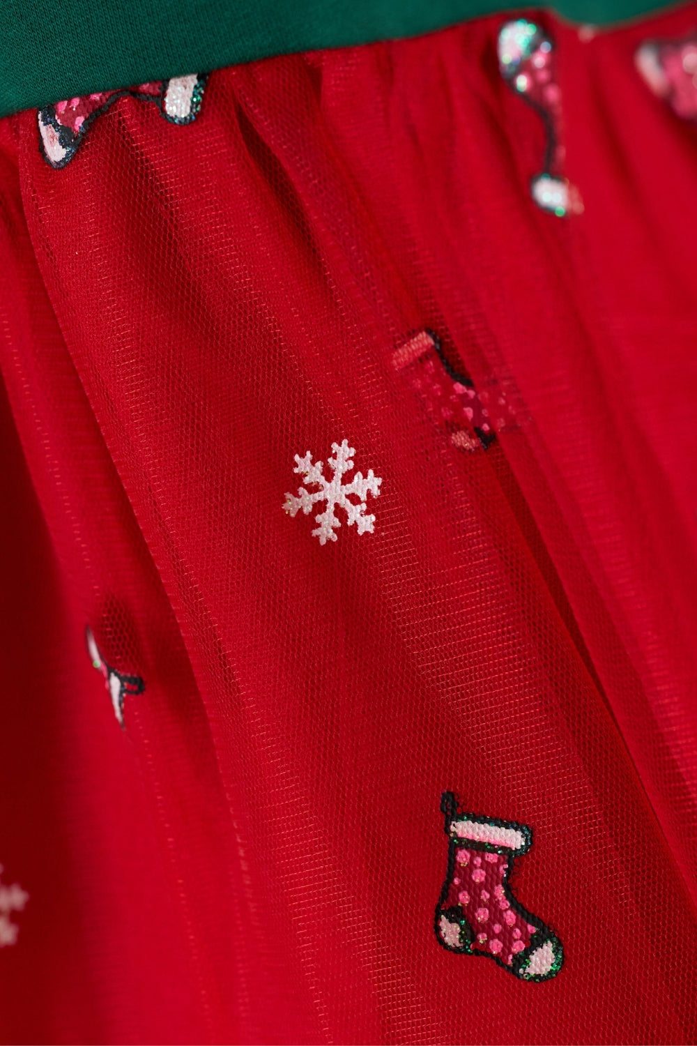 Yeşil  Yılbaşı Temalı Tül Etekli Kız Bebek Elbise - Annabel