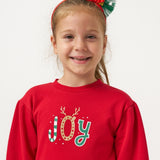 Kırmızı  Joy Baskılı Tül Etekli Kız Çocuk Elbise - Fragile