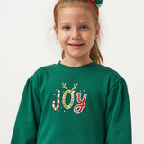 Yeşil  Joy Baskılı Tül Etekli Kız Çocuk Elbise - Fragile