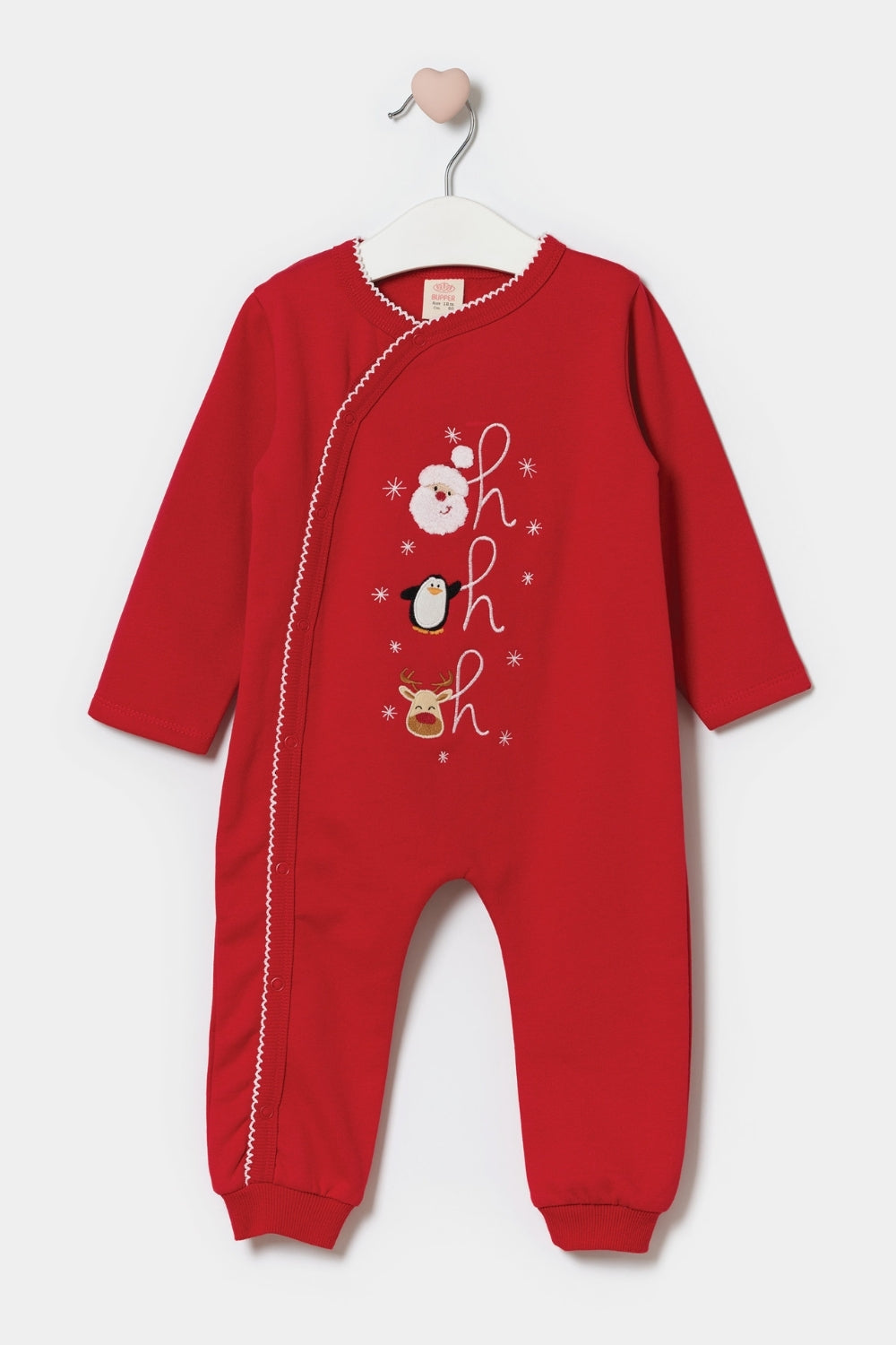 Kırmızı  Yılbaşı Tema Baskılı Kız Bebek Tulum - Nixie